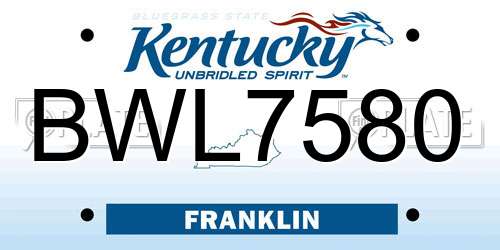 BWL7580 Kentucky License Plate