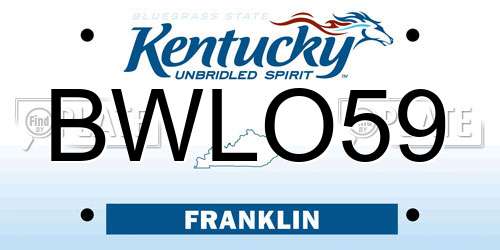 BWLO59 Kentucky License Plate