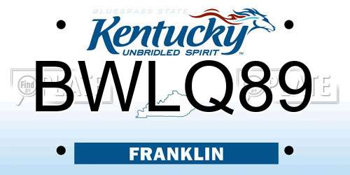 BWLQ89 Kentucky License Plate
