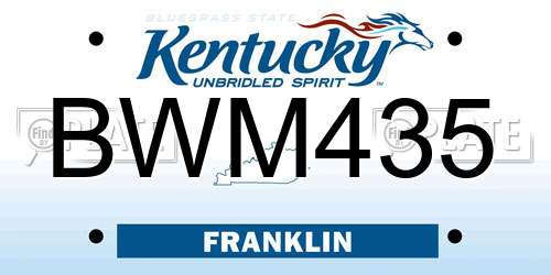 BWM435 Kentucky License Plate