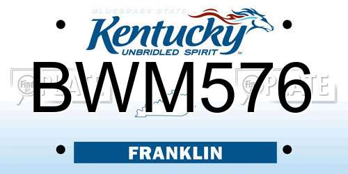BWM576 Kentucky License Plate