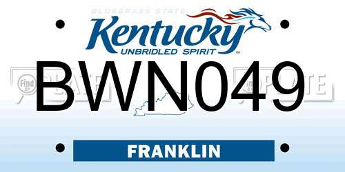 BWN049 Kentucky License Plate