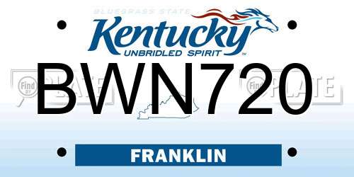 BWN720 Kentucky License Plate