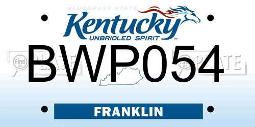 BWP054 Kentucky License Plate