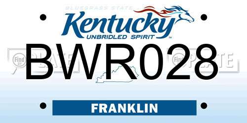 BWR028 Kentucky License Plate