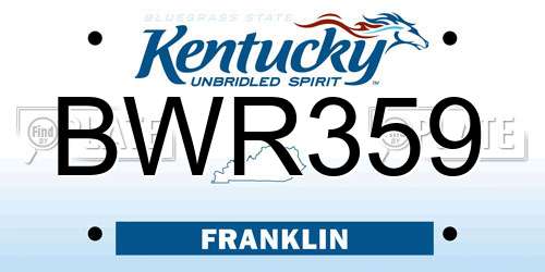 BWR359 Kentucky License Plate