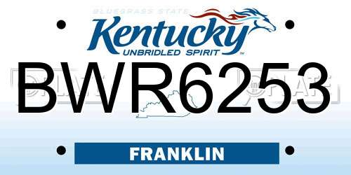 BWR6253 Kentucky License Plate