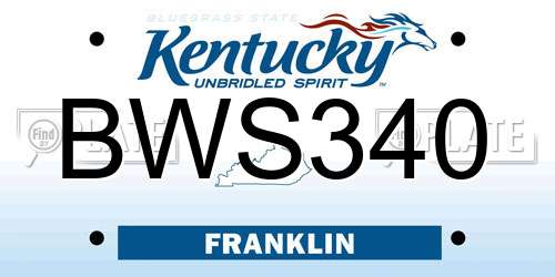BWS340 Kentucky License Plate