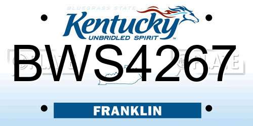 BWS4267 Kentucky License Plate
