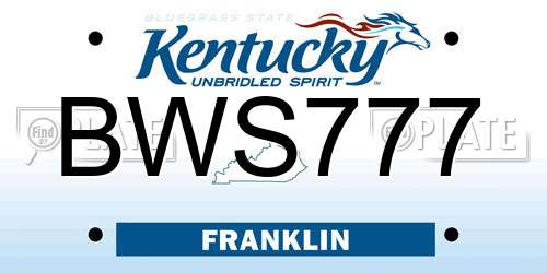 BWS777 Kentucky License Plate