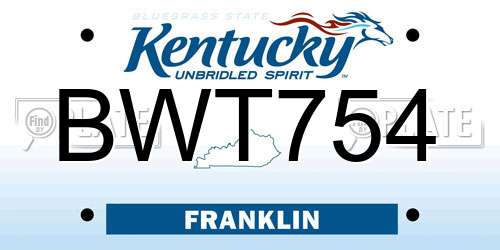 BWT754 Kentucky License Plate