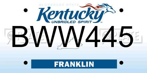 BWW445 Kentucky License Plate