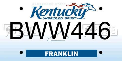 BWW446 Kentucky License Plate