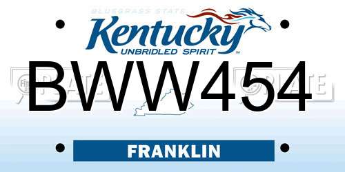 BWW454 Kentucky License Plate