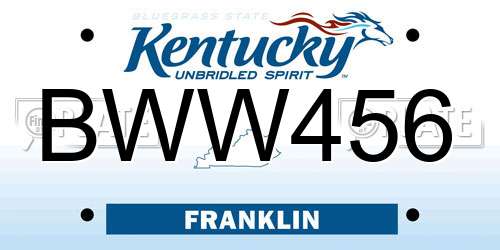 BWW456 Kentucky License Plate