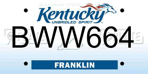 BWW664 Kentucky License Plate