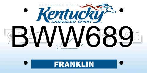 BWW689 Kentucky License Plate