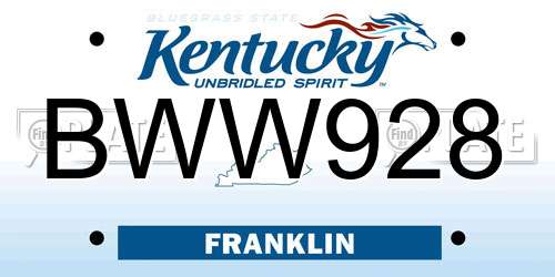 BWW928 Kentucky License Plate