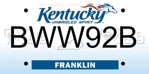 BWW92B Kentucky License Plate
