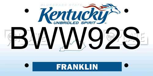 BWW92S Kentucky License Plate