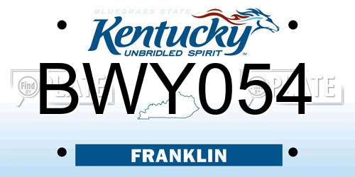BWY054 Kentucky License Plate