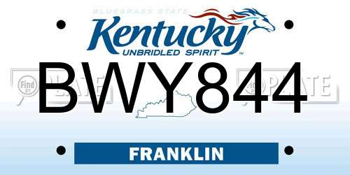 BWY844 Kentucky License Plate