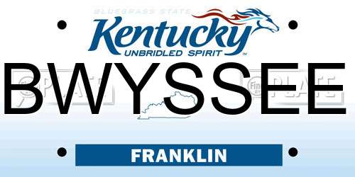 BWYSSEE Kentucky License Plate