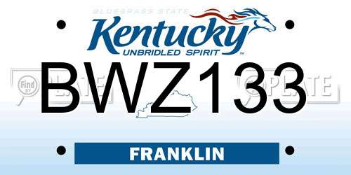 BWZ133 Kentucky License Plate