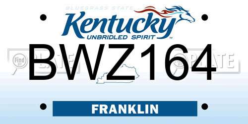 BWZ164 Kentucky License Plate