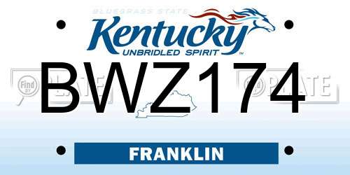 BWZ174 Kentucky License Plate