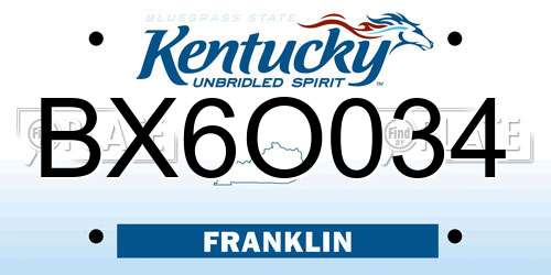 BX6O034 Kentucky License Plate