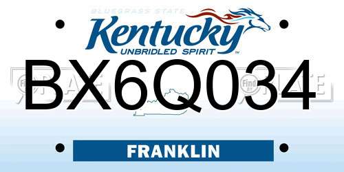 BX6Q034 Kentucky License Plate