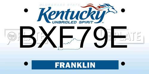 BXF79E Kentucky License Plate