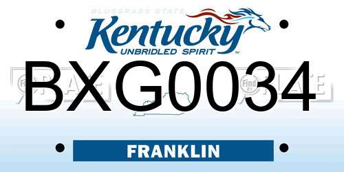 BXG0034 Kentucky License Plate