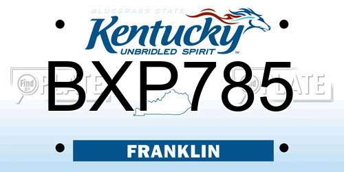 BXP785 Kentucky License Plate