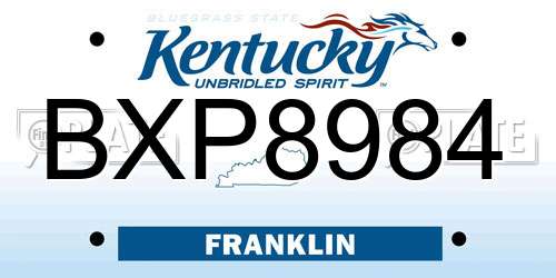 BXP8984 Kentucky License Plate