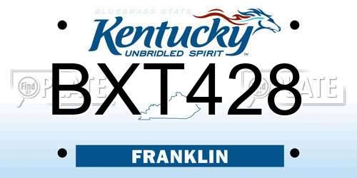 BXT428 Kentucky License Plate