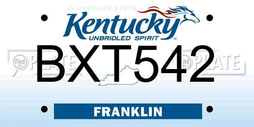 BXT542 Kentucky License Plate