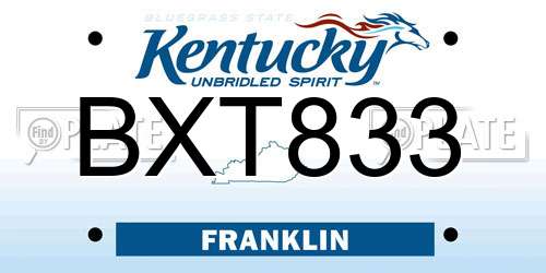 BXT833 Kentucky License Plate