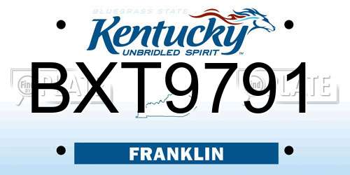 BXT9791 Kentucky License Plate