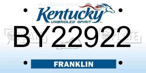BY22922 Kentucky License Plate