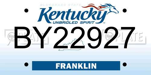 BY22927 Kentucky License Plate