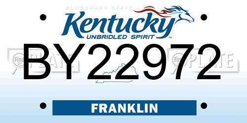 BY22972 Kentucky License Plate