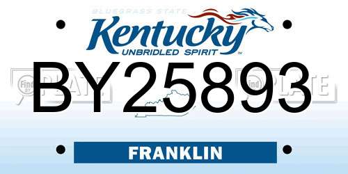 BY25893 Kentucky License Plate