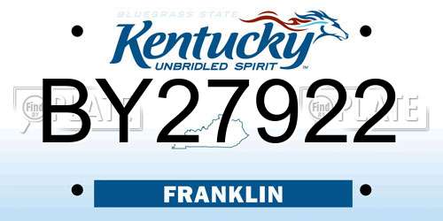 BY27922 Kentucky License Plate