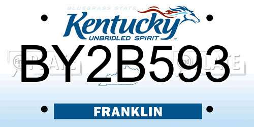 BY2B593 Kentucky License Plate