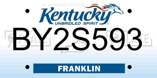 BY2S593 Kentucky License Plate