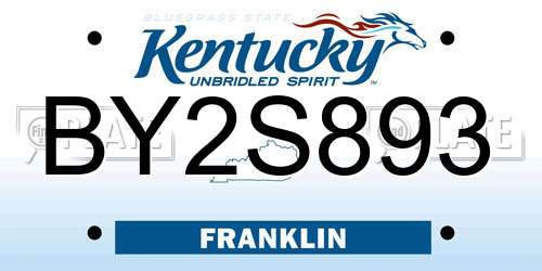 BY2S893 Kentucky License Plate