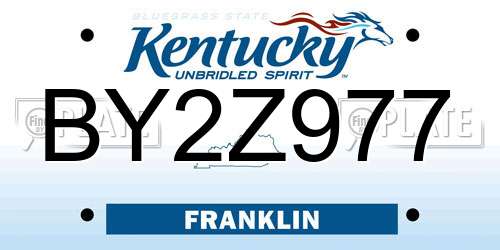 BY2Z977 Kentucky License Plate