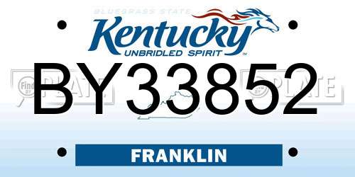 BY33852 Kentucky License Plate
